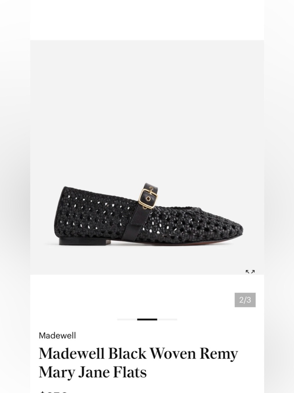 Madewell Black Woven Mary Jane Flats with Buckle Strap